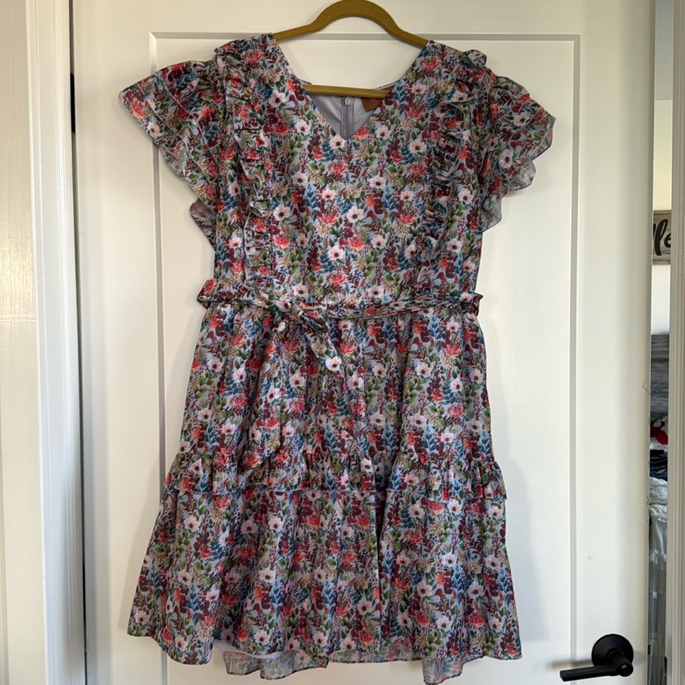 JessaKae Multicolor Floral Ruffle Midi Dress